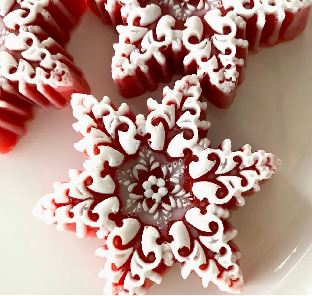 Cranberry Rhubarb Snowflake Soap
