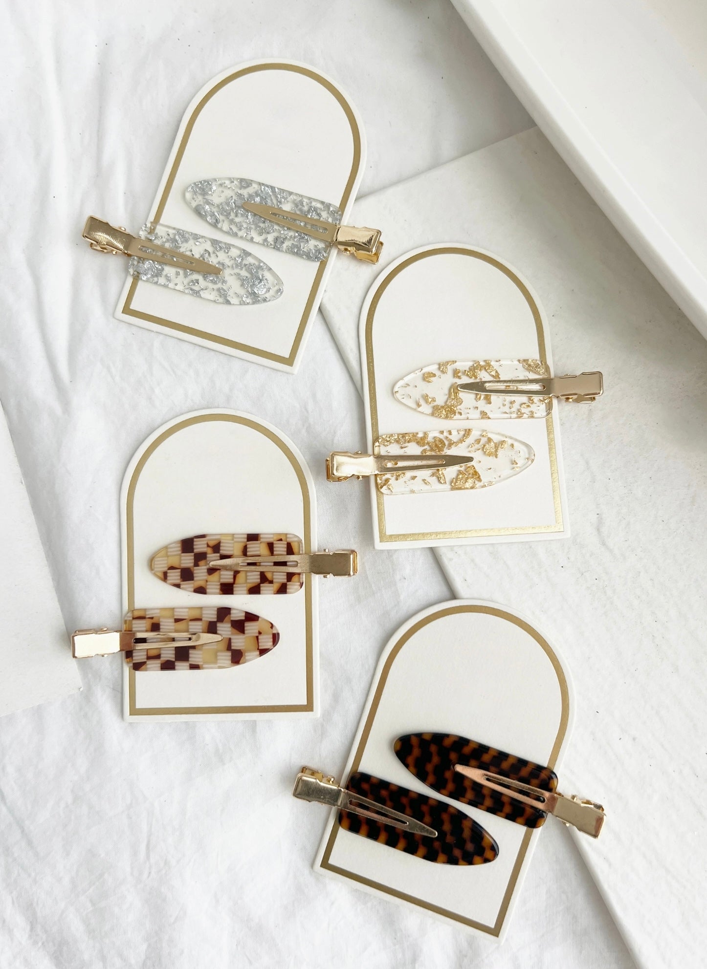 Marbled Acetate Hair Clip Duo