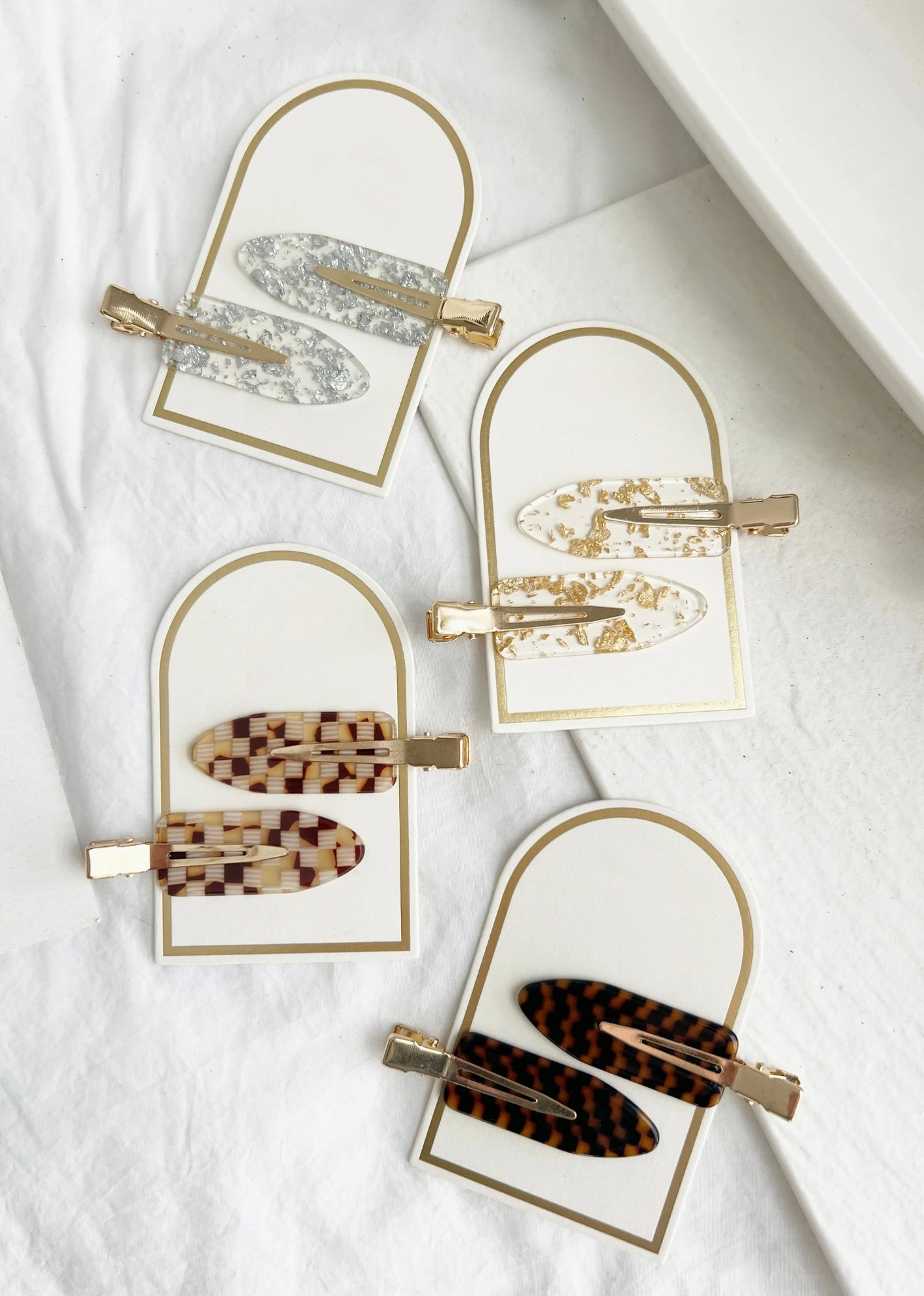 Marbled Acetate Hair Clip Duo