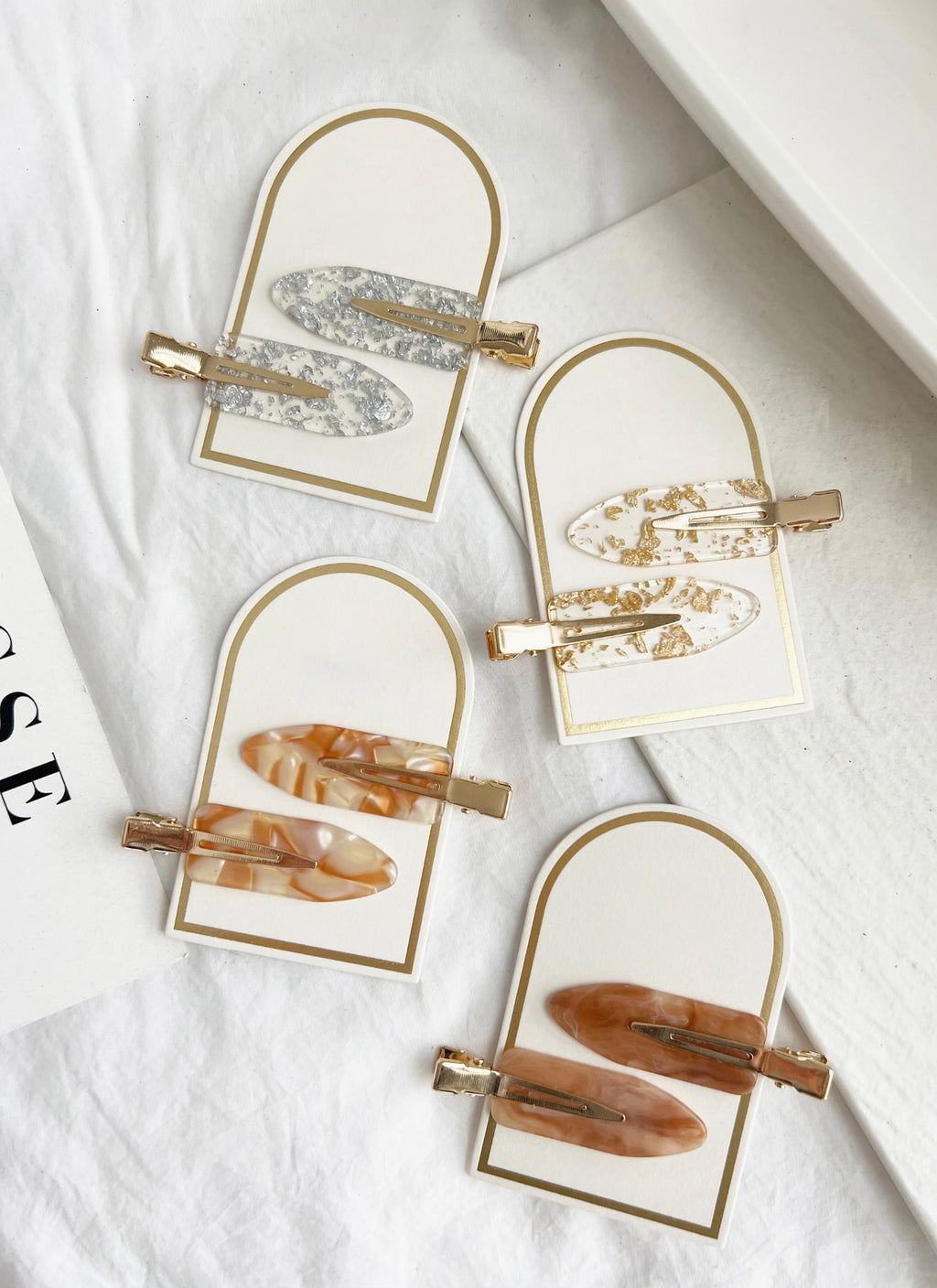 Marbled Acetate Hair Clip Duo