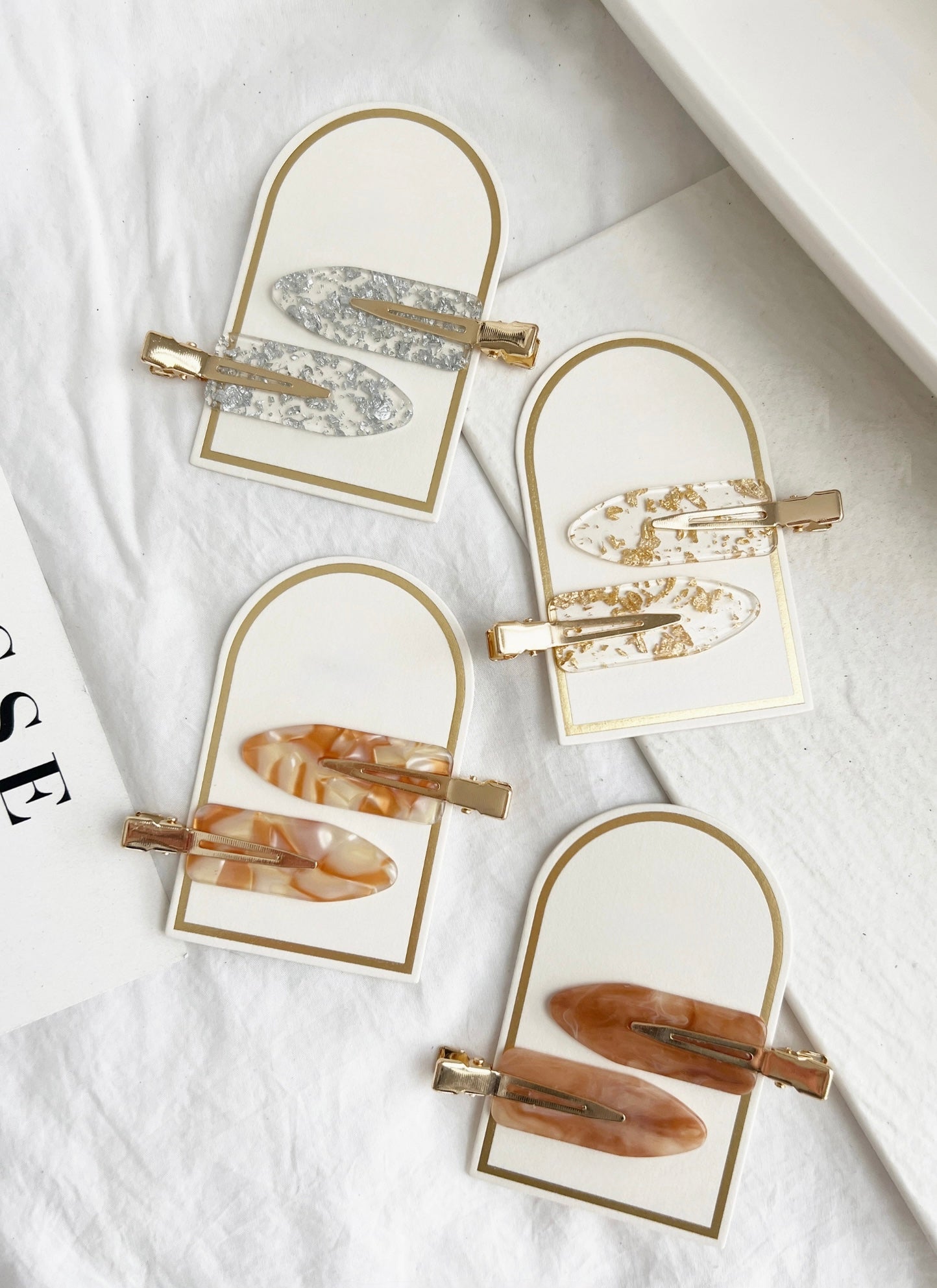 Marbled Acetate Hair Clip Duo