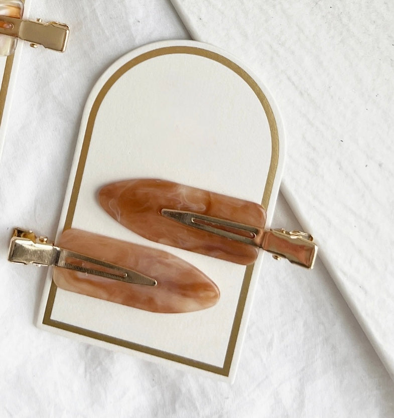Marbled Acetate Hair Clip Duo