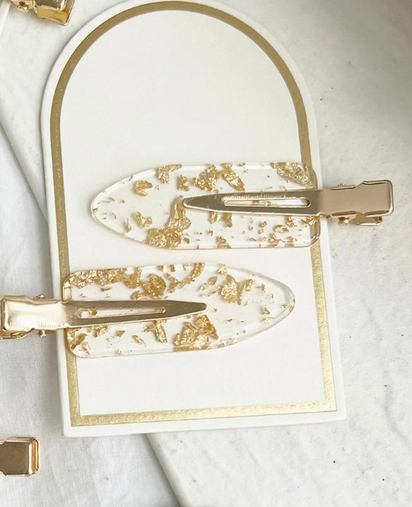 Marbled Acetate Hair Clip Duo