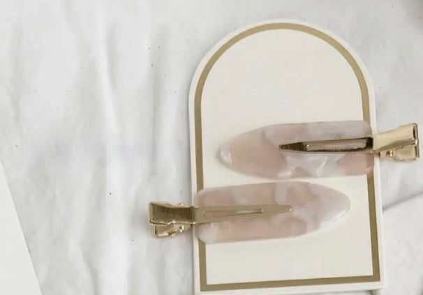 Marbled Acetate Hair Clip Duo