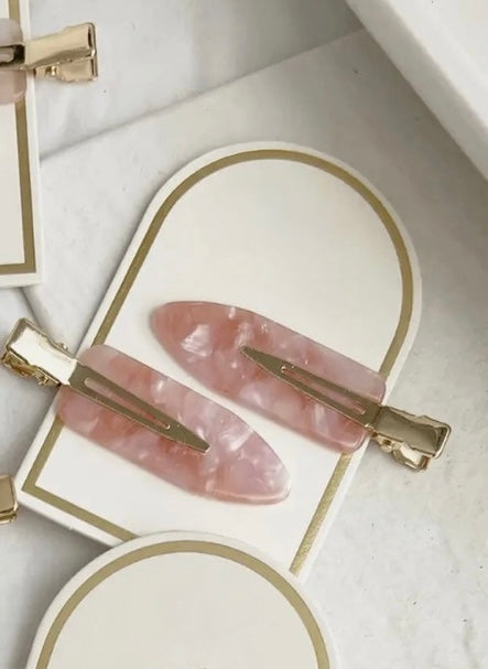 Marbled Acetate Hair Clip Duo