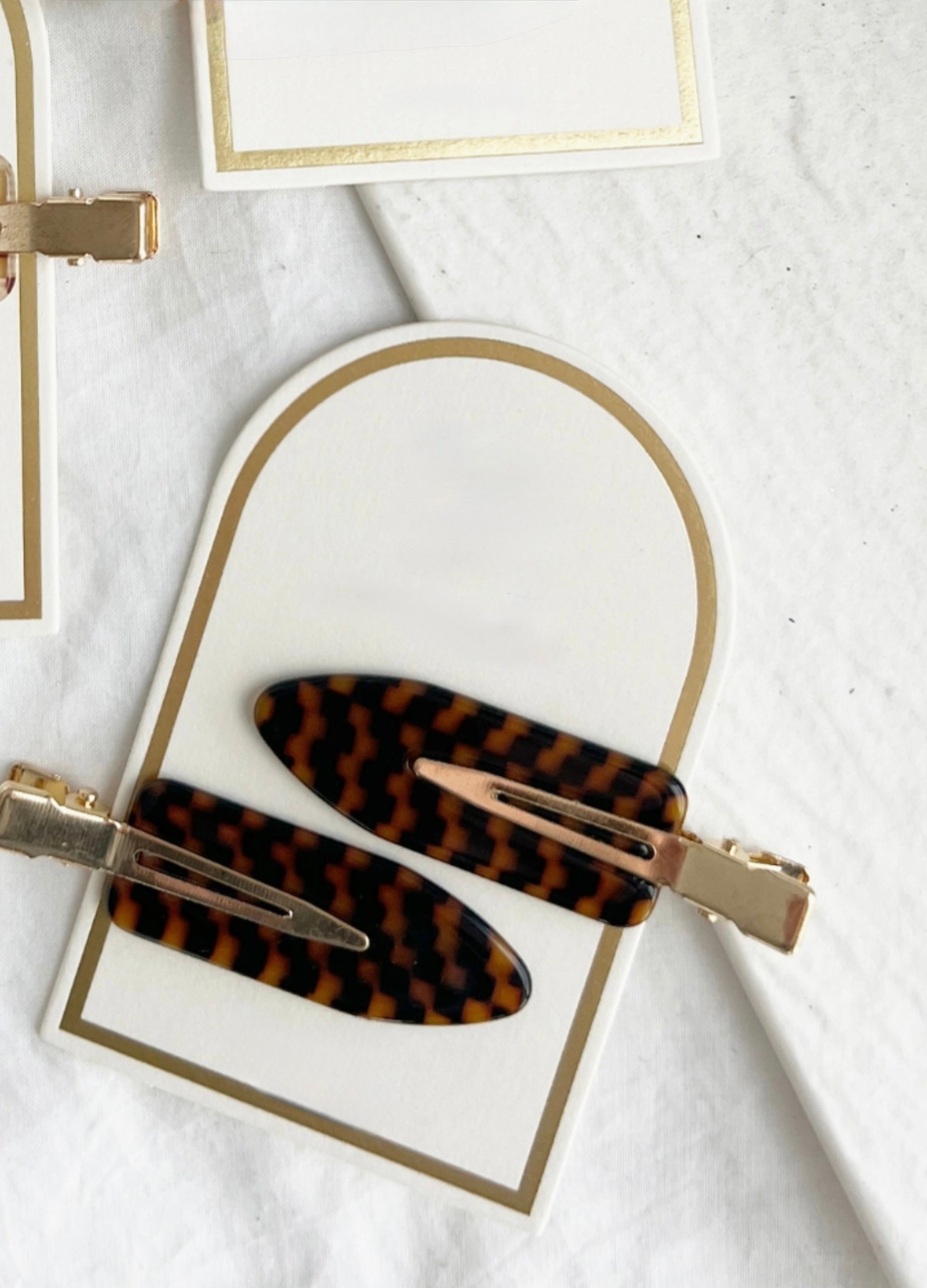 Marbled Acetate Hair Clip Duo